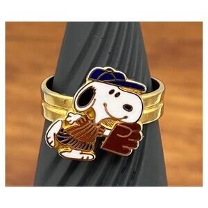 Vintage Snoopy Baseball Player Ring Adjustable Size 8.5 Aviva 1970s